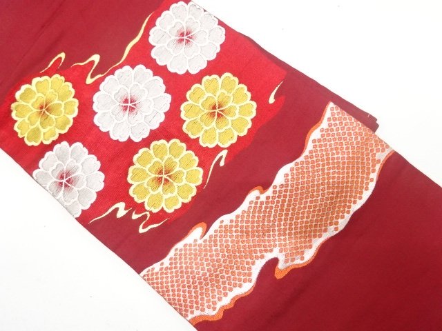 JAPANESEKIMONO / ANTIQUE KASUMI NI HANA-HIKITA PATTERN WOVEN NAGOYA OB
